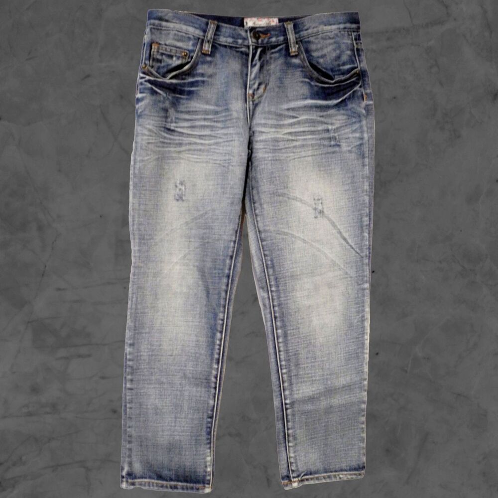 Heritage 1981 Mid Rise Zip Front Distressed Denim Jeans - Junior's Size 5